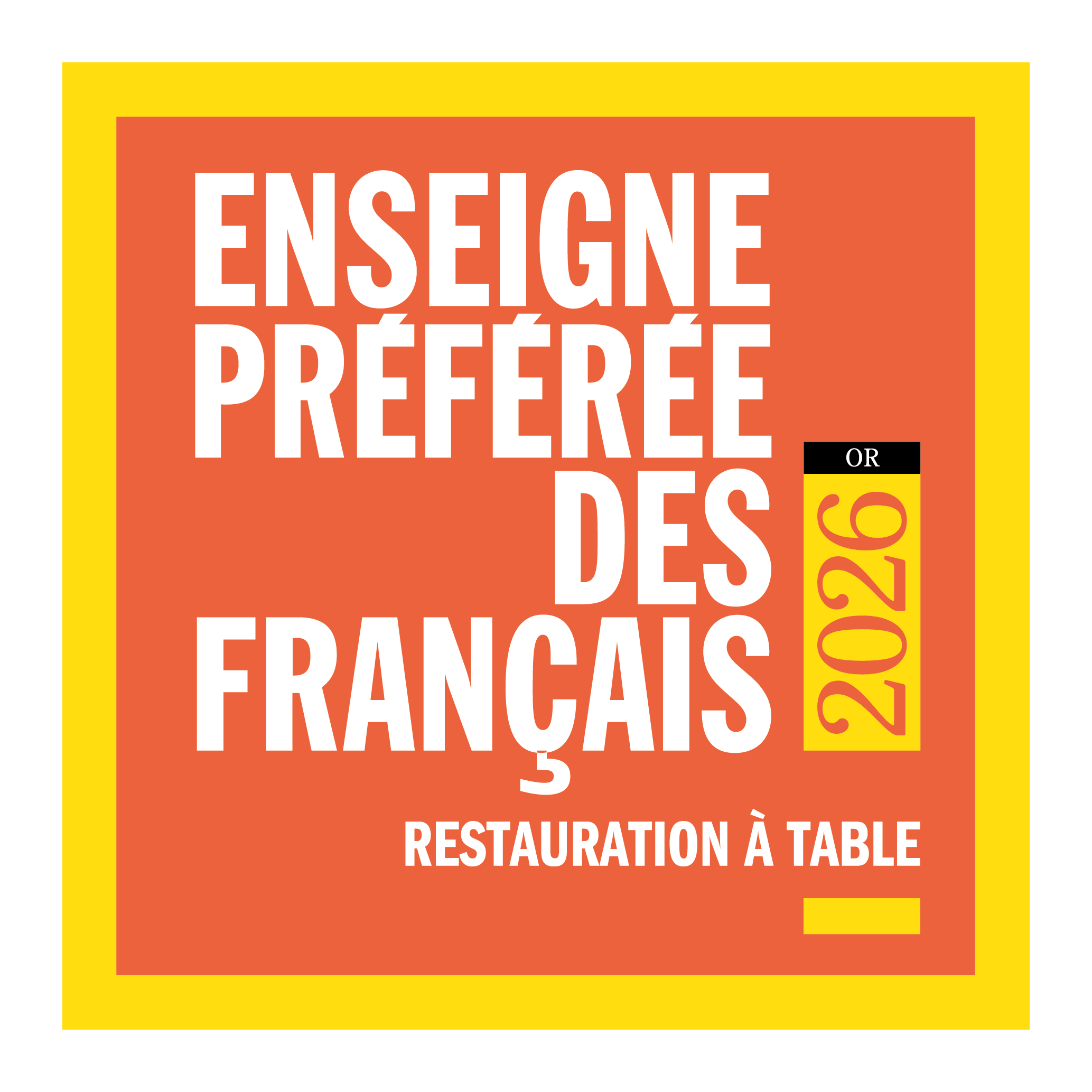 Enseigne préférée des français 2026 Restauration à table