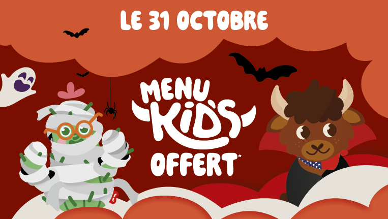Menu Kids offert pour les enfants déguisés Menu Kids offert pour les enfants déguisés